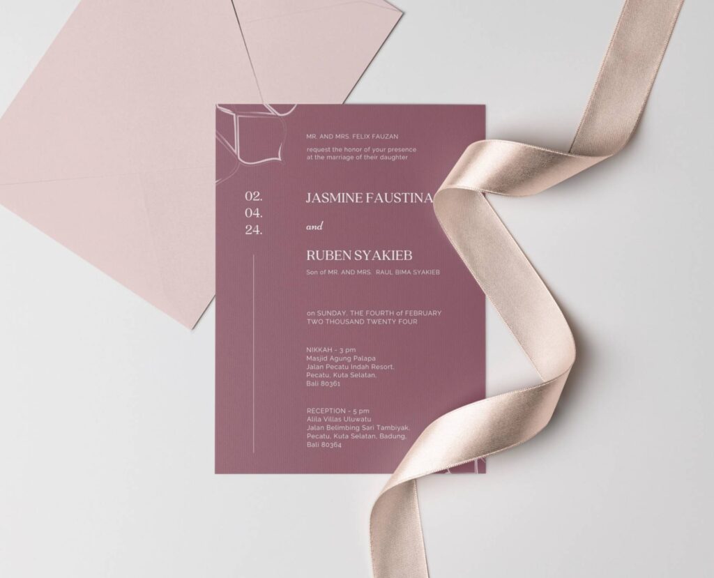 Arabic purple wedding invitation