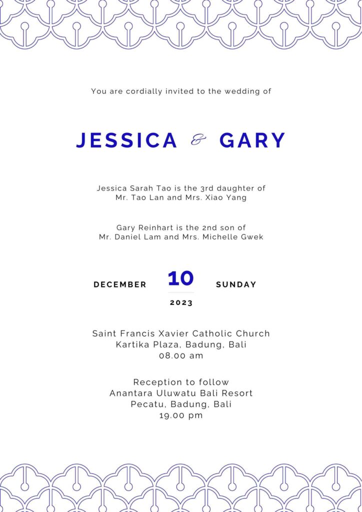 Geometric porcelain wedding invitation thumbnail