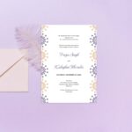 Geometrical mandala purple wedding invitation