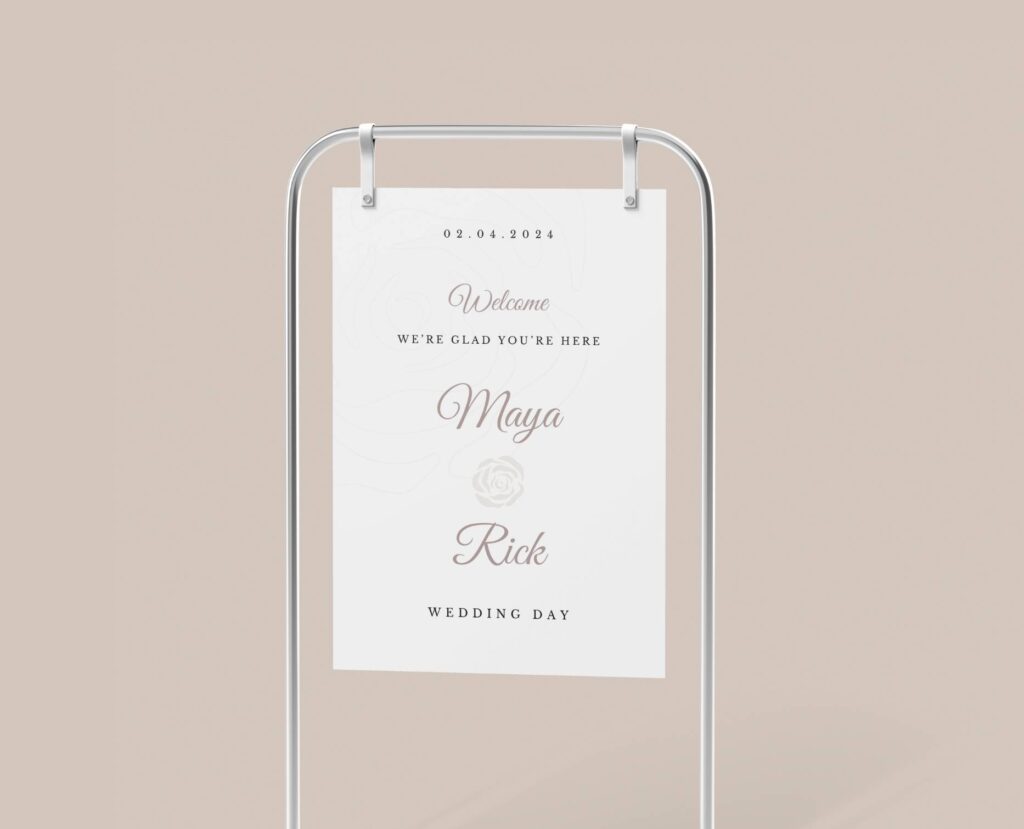 Mauve rose welcome sign