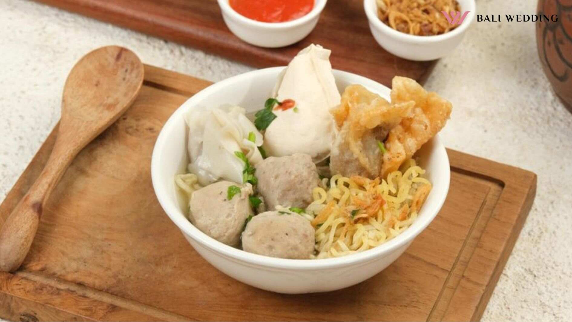 Bakso Malang or bakwan MalangMeatball Soupserved with noodles tofu and fried dumpling pangsit