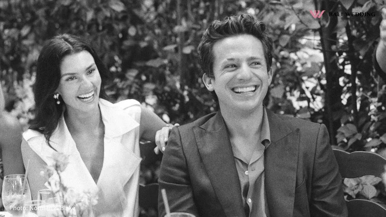 Charlie Puth and Brooke Sansone laughing at reception