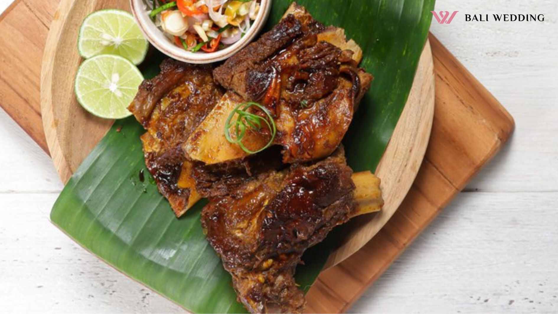 Iga Bakar Madu sambal matah or Honey Roasted Ribs served with traditional balinesse sauce