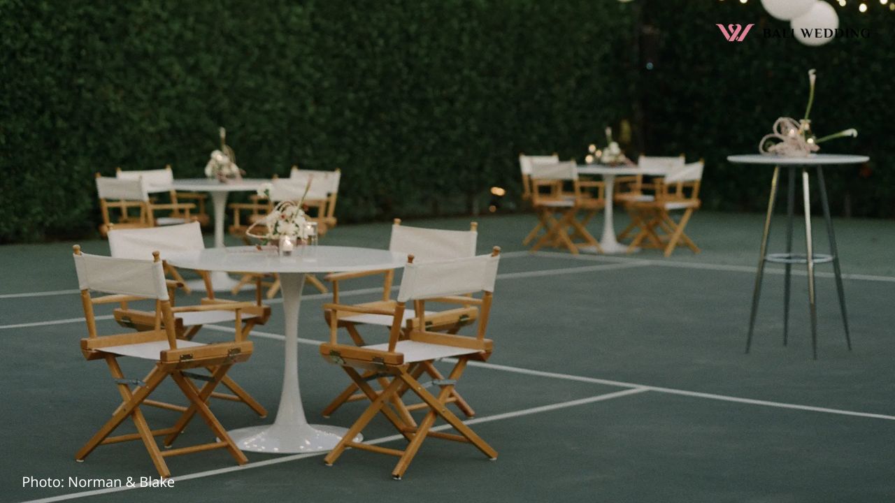 Outdoor wedding seating with director chairs