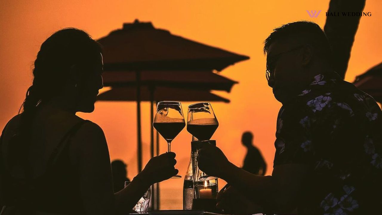 Silhouette toast at sunset