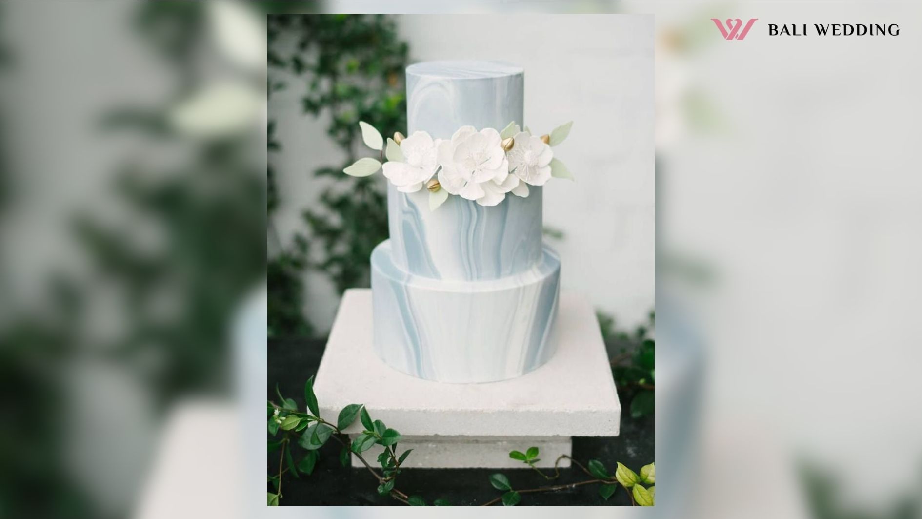 Kue Wedding Fondant Motif Marble Sederhana